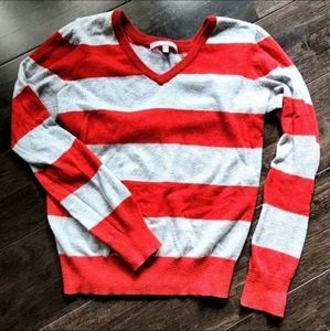 Wow Couture Striped Red and Gray Sweater, Size S